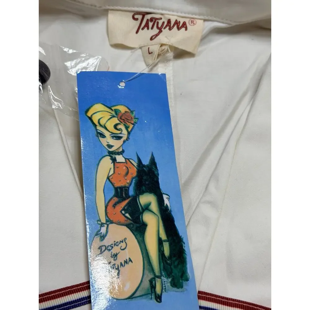 NWT Tatyana Bimmy Nautical Romper Navy White Sailor Collar Pinup Rockabilly L